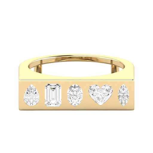 [RF84] Multi Shape Inlay Bar Ring