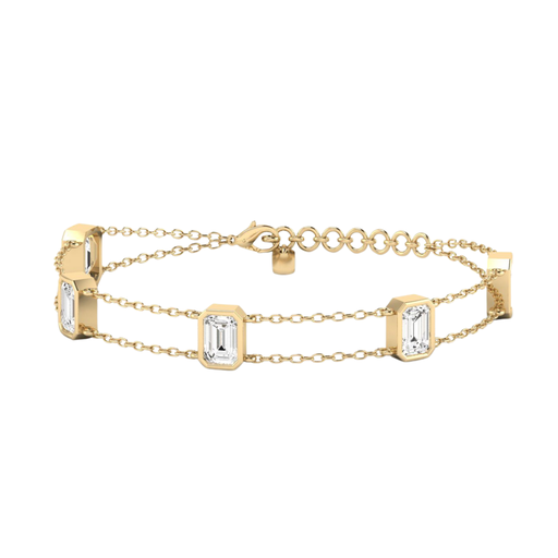 [BEMD] Double Chain Emerald Bezel Bracelet