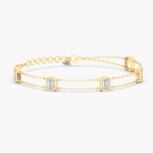 [BEMD] Double Chain Emerald Bezel Bracelet