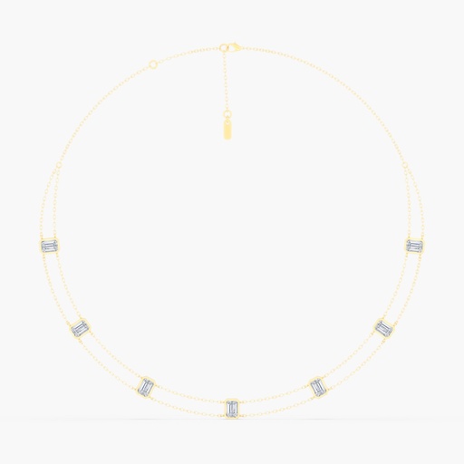 [NEM] Double Chain Emerald Bezel Necklace