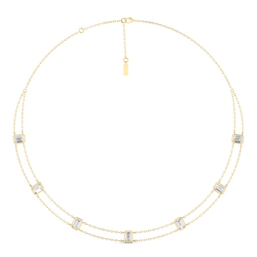 [NEM] Double Chain Emerald Bezel Necklace