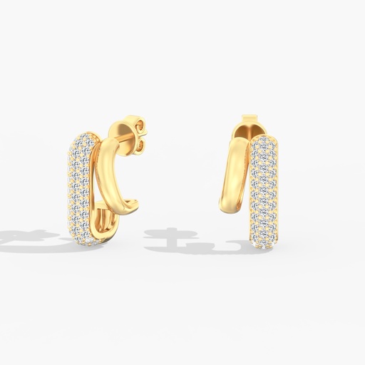 [E23] Pave and Gold Domed Earrings