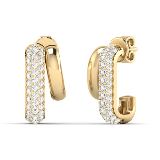 [E23] Pave and Gold Domed Earrings