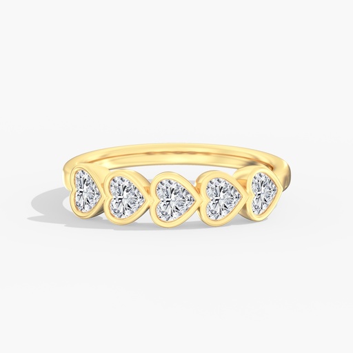 [R627] Five Stone Heart Bezel Band