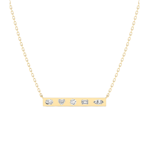 [N76] Multi Shape Inlay Bar Necklace