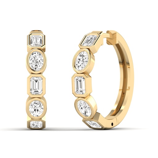 [EH162] Oval and Emerald Bezel Hoops