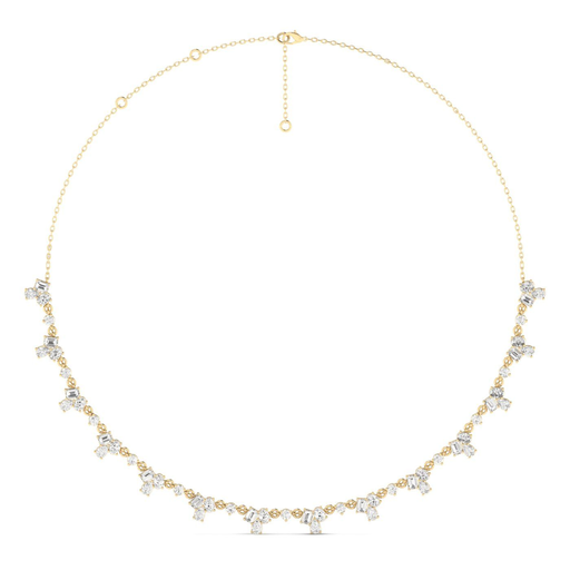 [NF18] Multi Shape Cluster Half Tennis Necklace