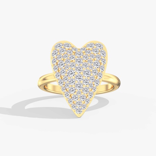 [R205] Domed Pave Heart Ring