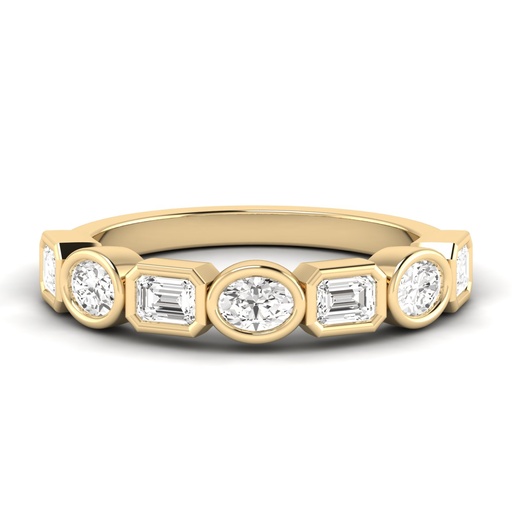 [R255] East West Oval Emerald Bezel Band