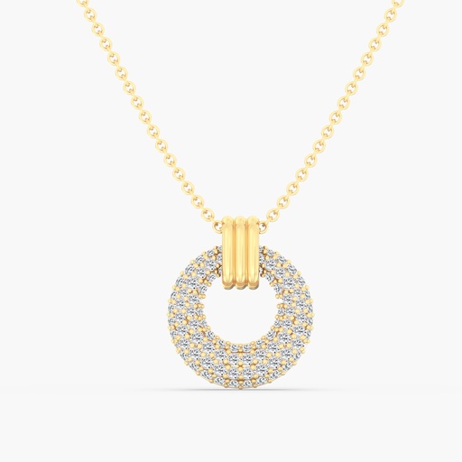 [N165] Domed Pave Circle Necklace