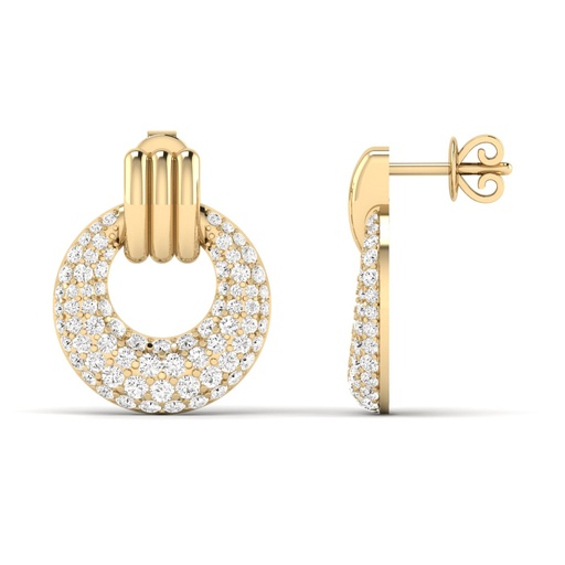[E47] Domed Pave Door Knocker Earrings