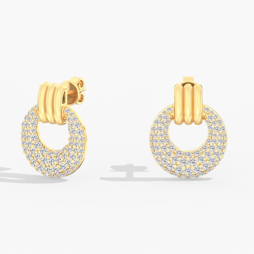 [E47] Domed Pave Door Knocker Earrings