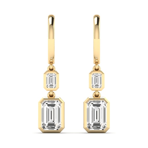 [E79] Emerald Bezel Drop Earrings