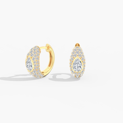 [EH21PS] Pave Pear Domed Huggies