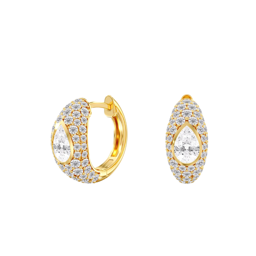 [EH21PS] Pave Pear Domed Huggies