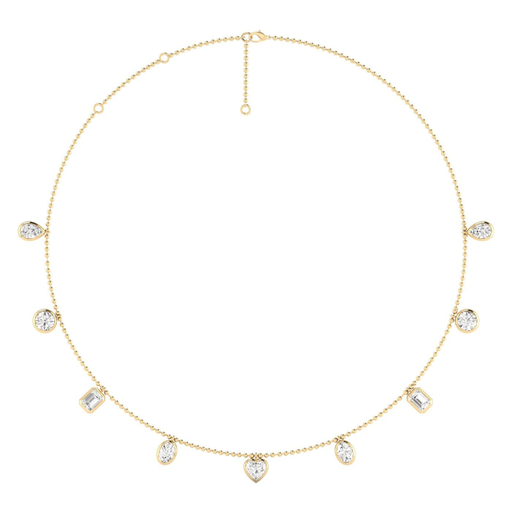 [NF43] Multi Shape Bezel Droplet Necklace