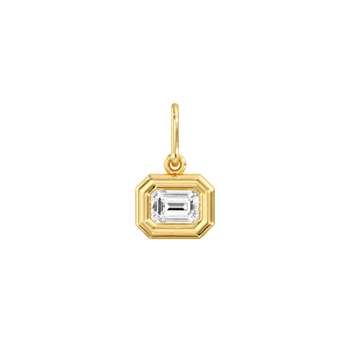 [P399EW] East West Emerald Domed Charm