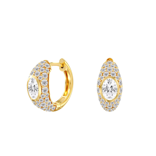 [EH21OV] Pave Oval Domed Huggies