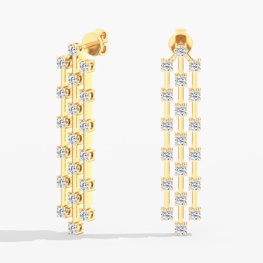 [E3R23] Triple Row Orbit Drop Earrings