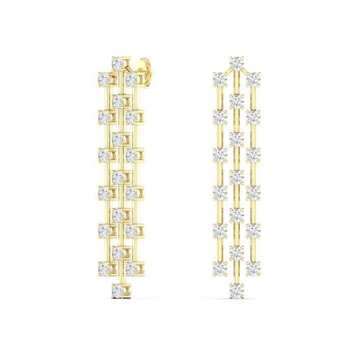 [E3R23] Triple Row Orbit Drop Earrings