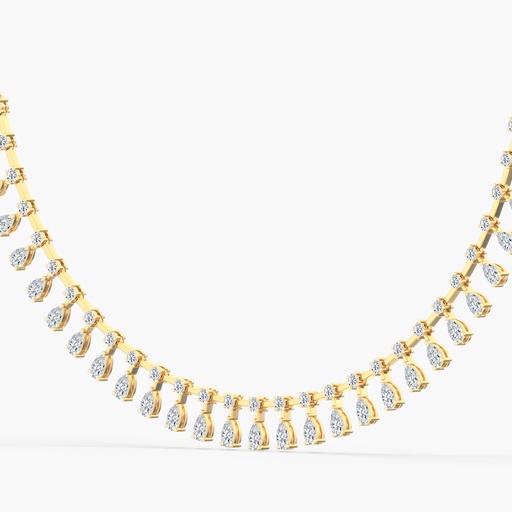 [N214] Pear Shape Orbit Half Tennis Necklace