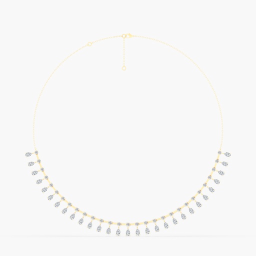 [N214] Pear Shape Orbit Half Tennis Necklace