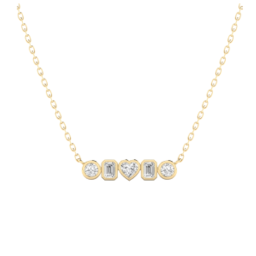[NF74] Multi Shape Bezel Bar Necklace