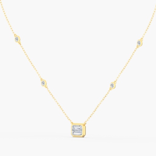 [NBEM16] Bezel Emerald and Diamond Chain Necklace