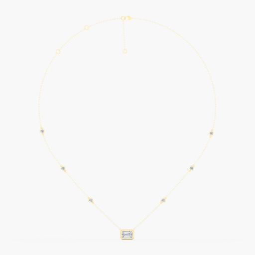 [NBEM16] Bezel Emerald and Diamond Chain Necklace