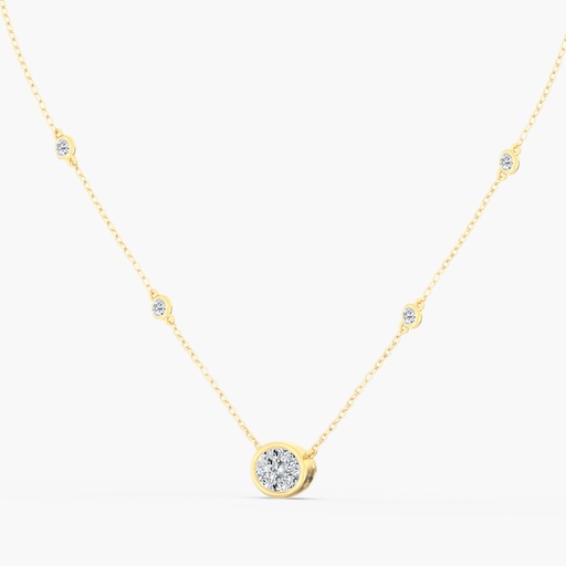 [NBOV16] Bezel Oval and Diamond Chain Necklace