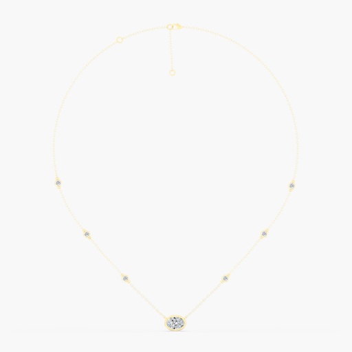 [NBOV16] Bezel Oval and Diamond Chain Necklace