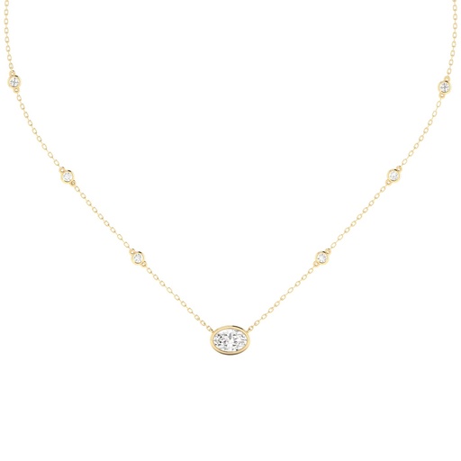 [NBOV16] Bezel Oval and Diamond Chain Necklace
