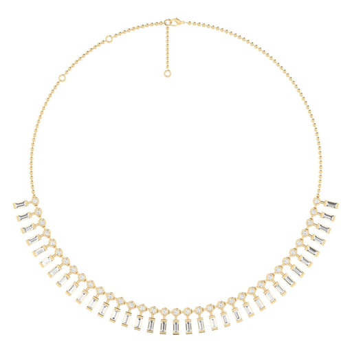 [N17] Baguette Fringe Statement Necklace