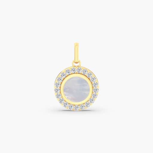 [P245MOP] Small Mother of Pearl Diamond Disc Pendant