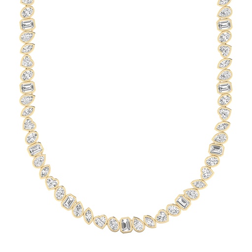 [N91BZ] Multi Shape Bezel Tennis Necklace