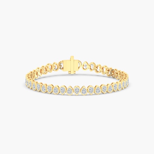 [BZ107] Reverse Set Pear Bezel Tennis Bracelet 
