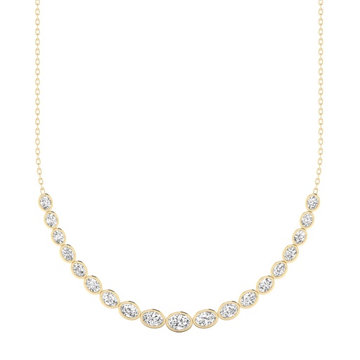 [NF98] Oval Half Bezel Graduated Tennis Necklace