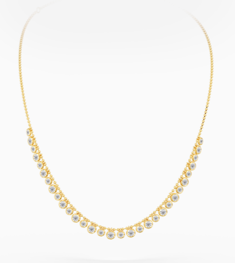[N137RB] Round Bezel Bead Chain Necklace 