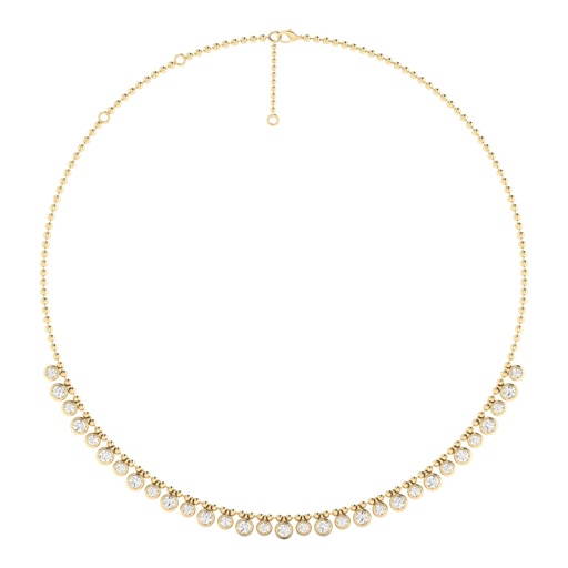 [N137RB] Round Bezel Bead Chain Necklace 