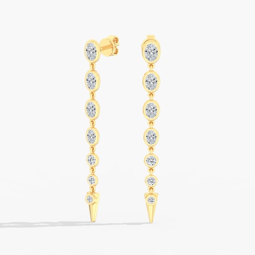 [E028] Oval Bezel Drop Earring