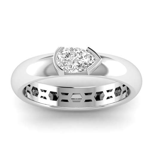 [R385PS] Pear Half Bezel Domed Ring