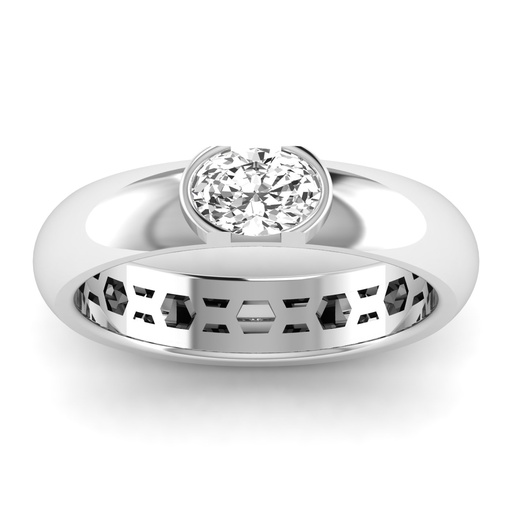[R385OV] Oval Half Bezel Domed Ring