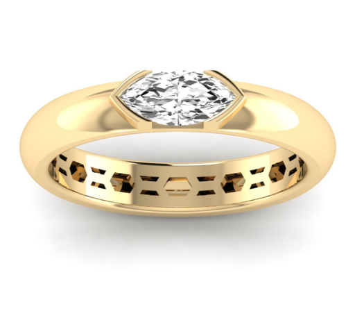 [R385MQ] Marquise Half Bezel Domed Ring