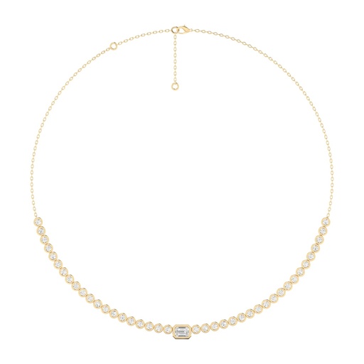 [NF161EM] Emerald Half Bezel Tennis Necklace