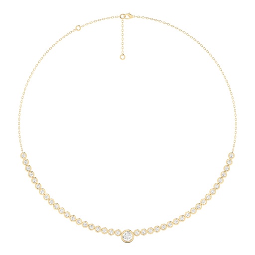 [NF161RB] Round Half Bezel Tennis Necklace