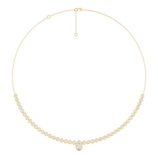 [NF161PS] Pear Half Bezel Tennis Necklace