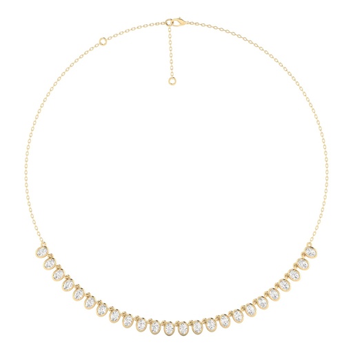 [N175OV] Oval Bezel Half Tennis Necklace 