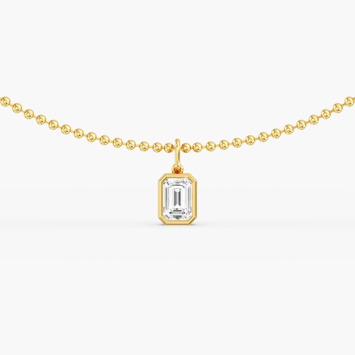 [P105EM] Emerald Bezel Pendant with Ball Chain 