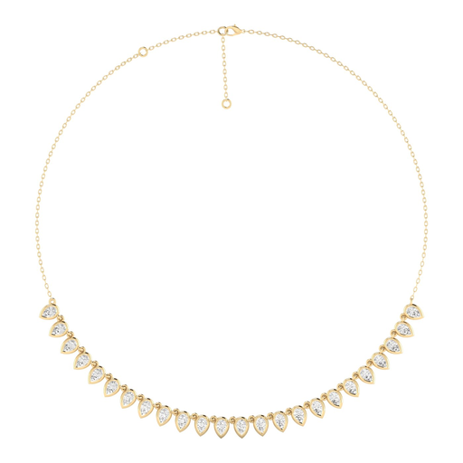 [N176PS] Reverse Pear Bezel Tennis Necklace