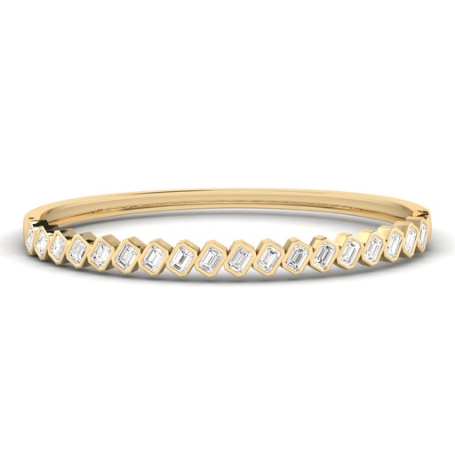 [FBG167] Slanted Emerald Bezel Bangle